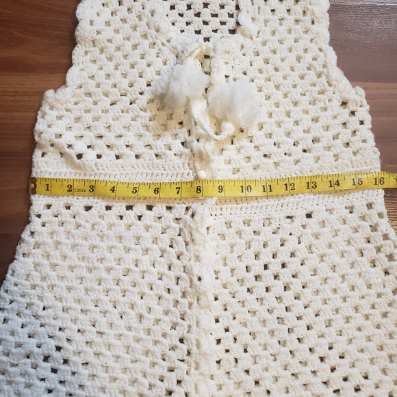 Handmade women's crochet off white  wool sweater vest - Picture 9 of 12